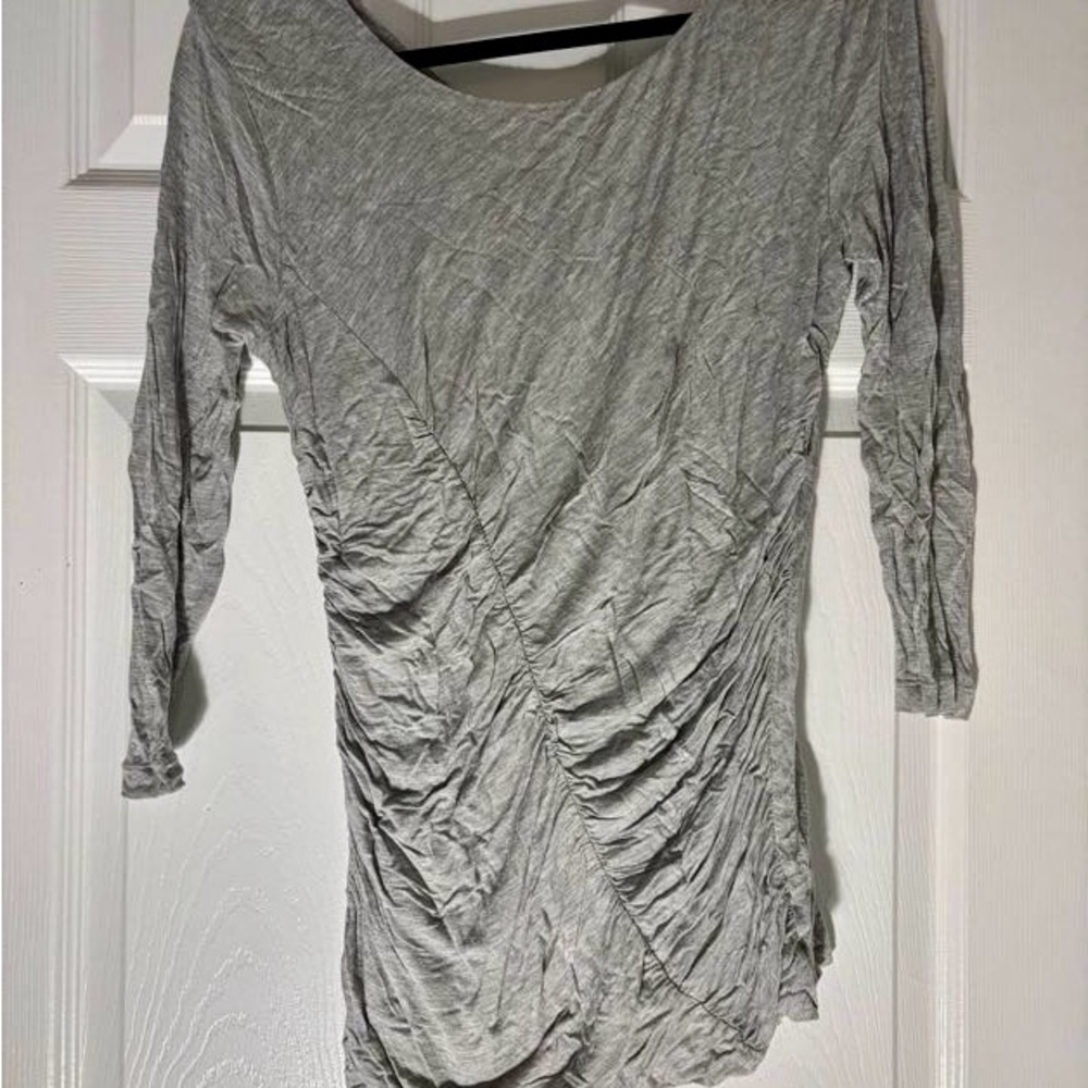Gray Long Sleeve Ruched Top